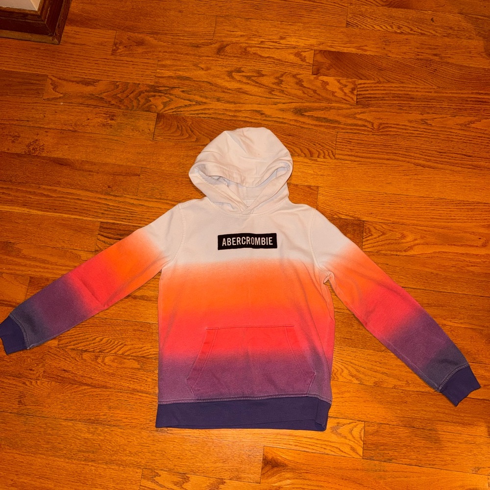🍎abercrombie kids White and multicolored Logo Hoodie